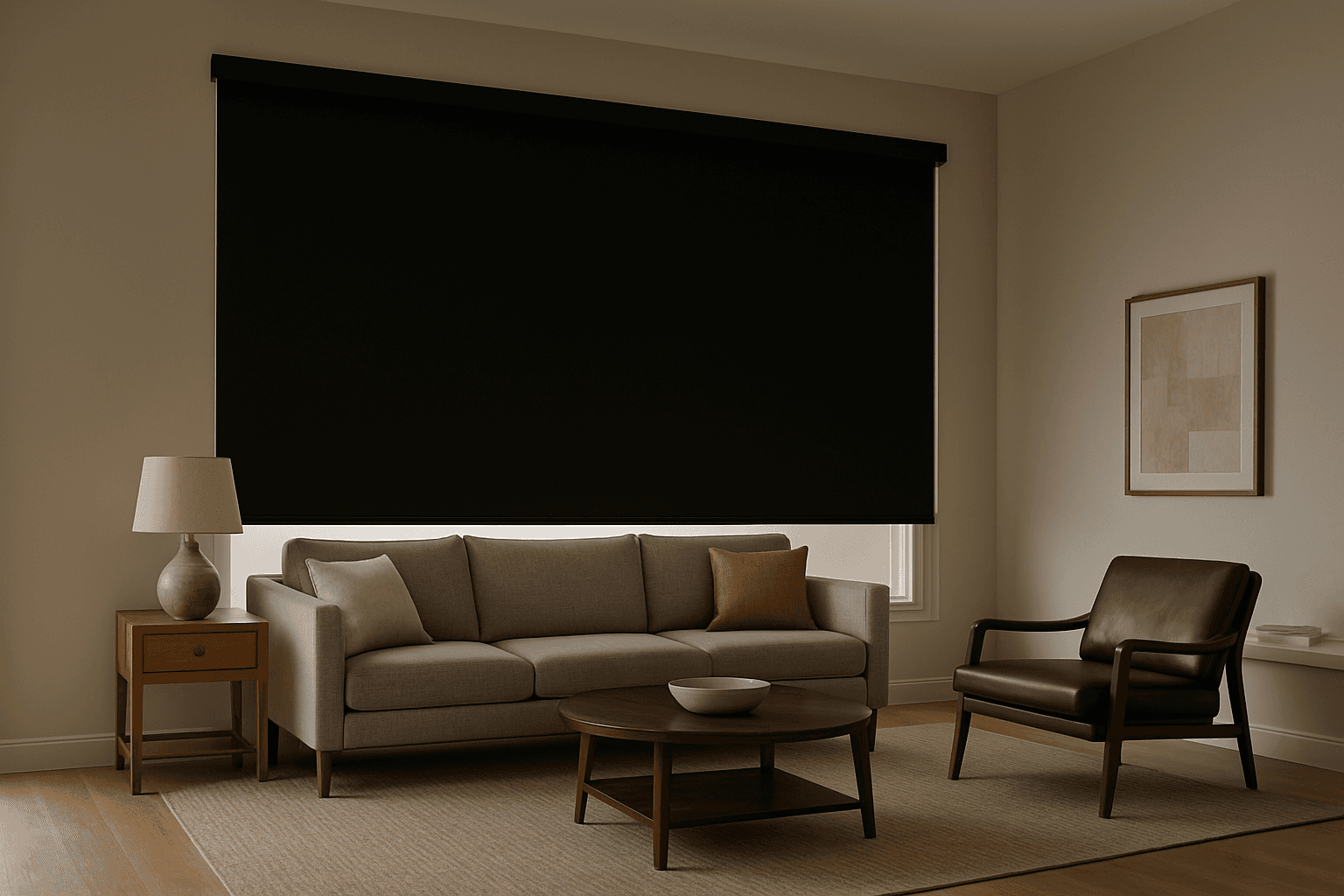 Blackout blinds blocking light in a bedroom