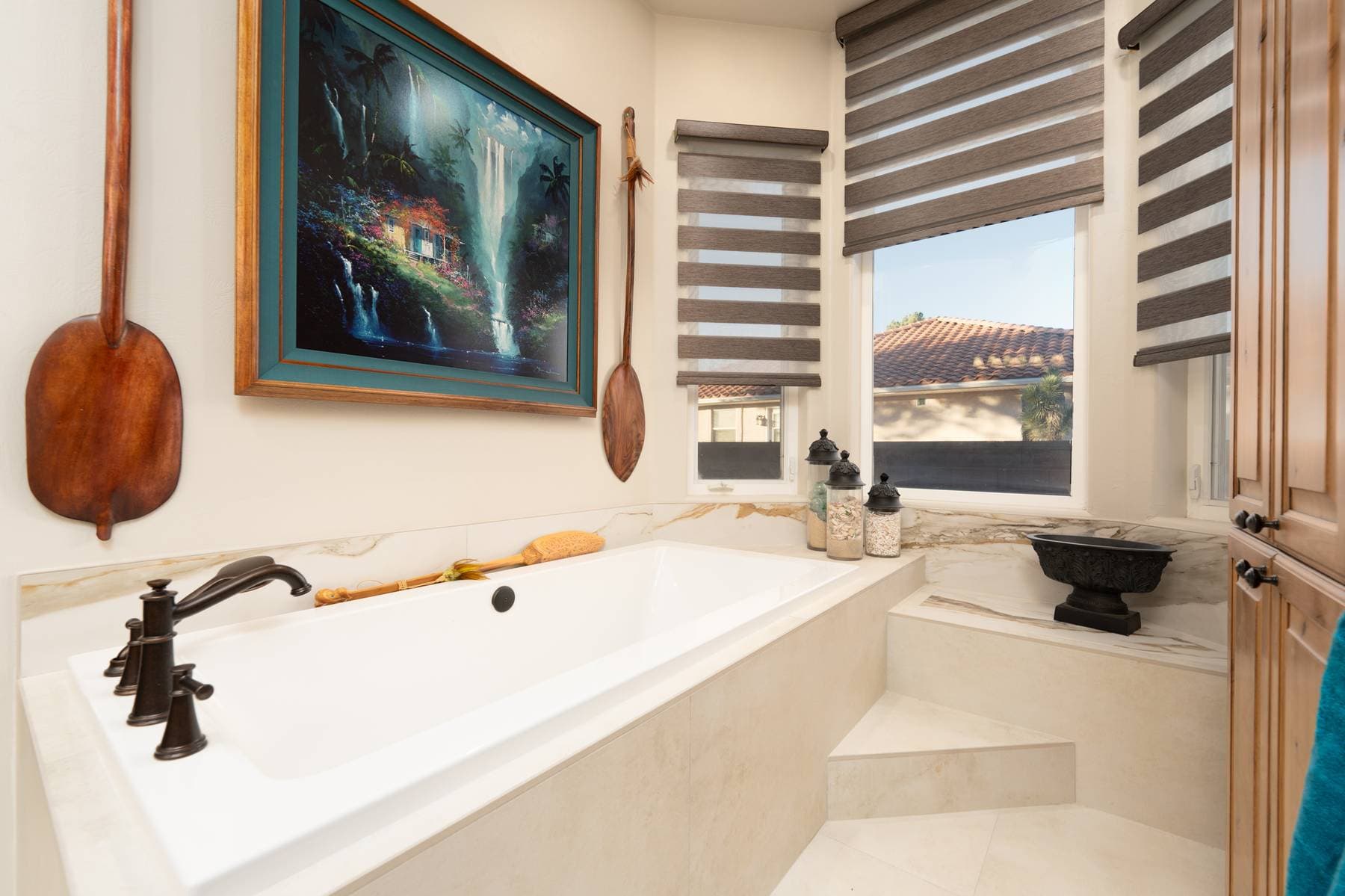 Motorized shades in a contemporary kitchen